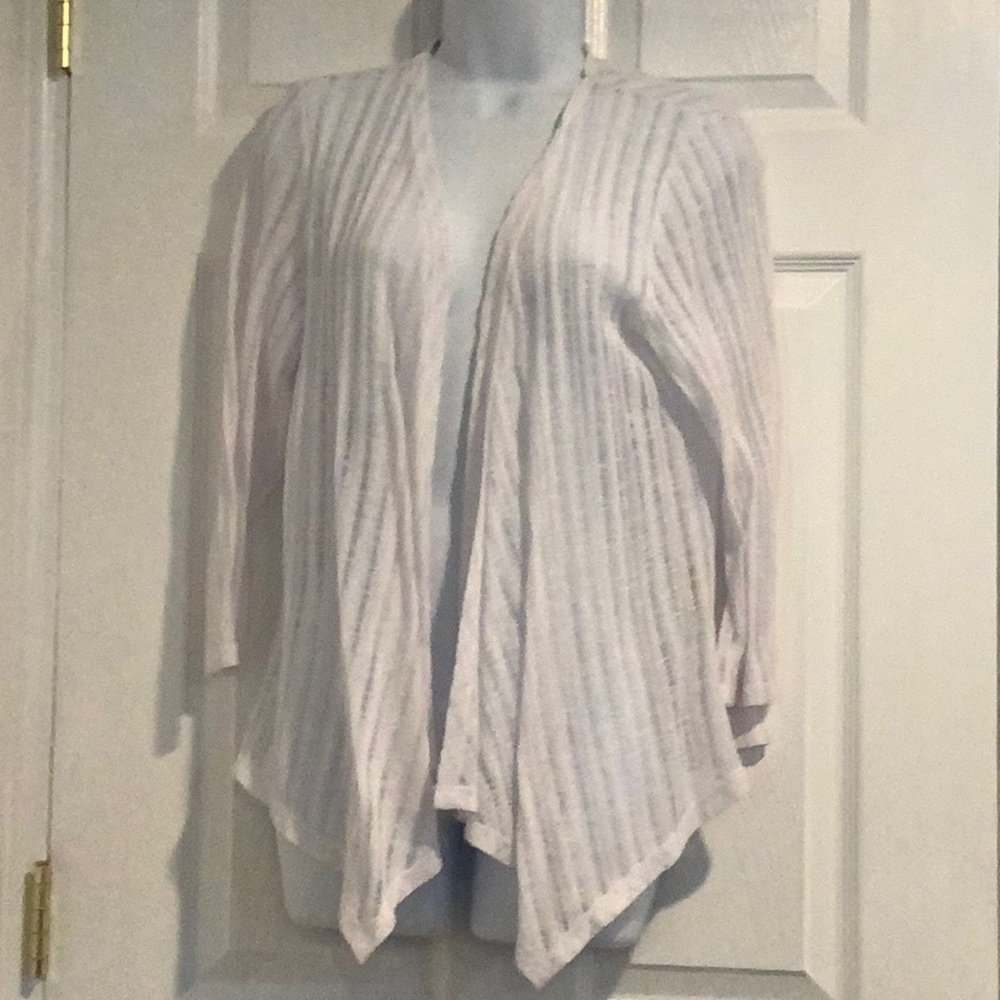 ALIA PETITE Womens White Semi-Sheer Open Front Capsule Neutral Summer Cardigan M